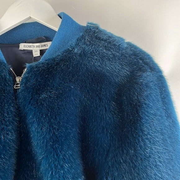 Elizabeth and James Ellington Blue Faux-Fur Bomber Jacket - Picture 4 of 8